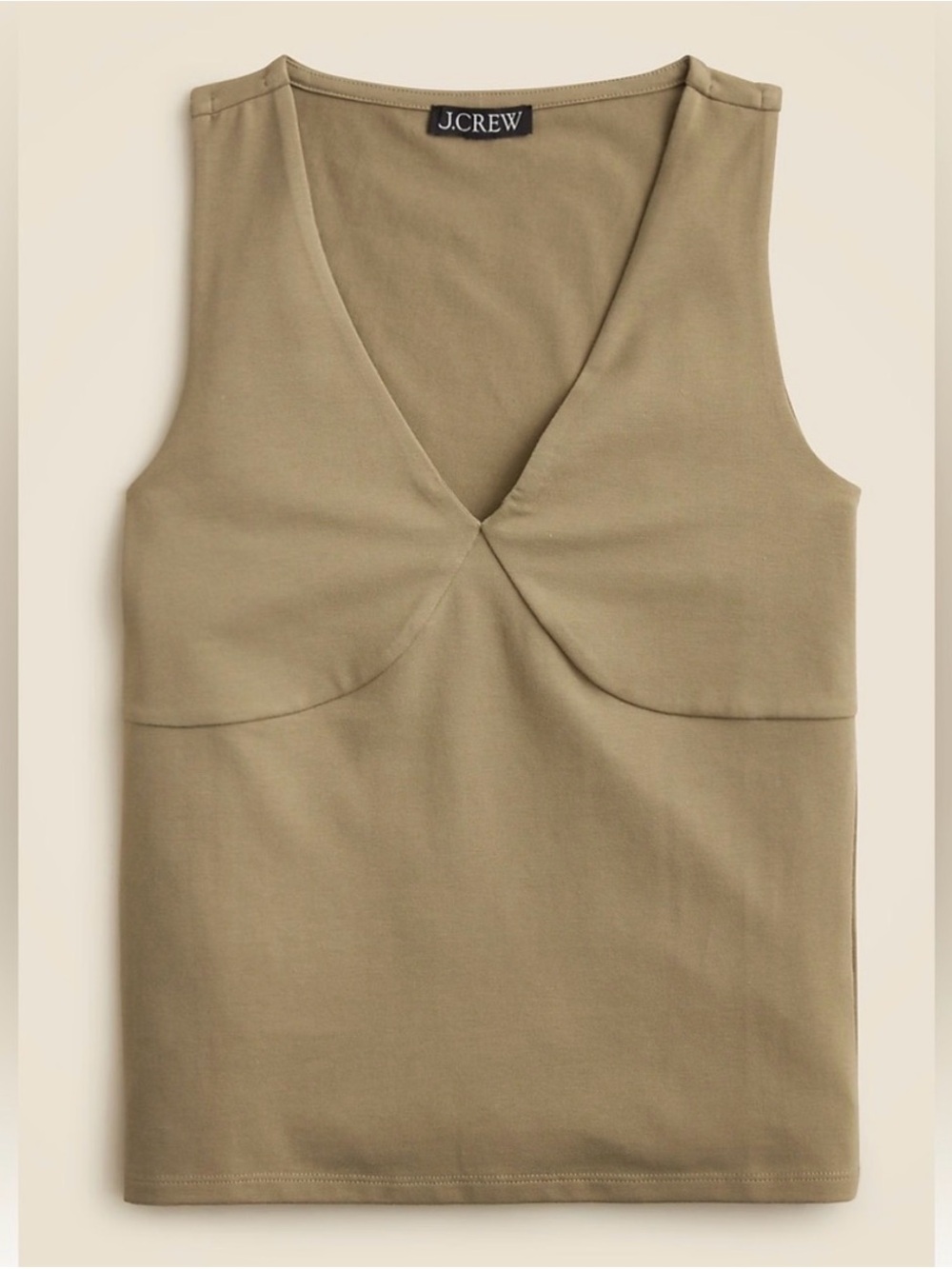J. Crew Khaki Stretch cotton-blend V-neck top